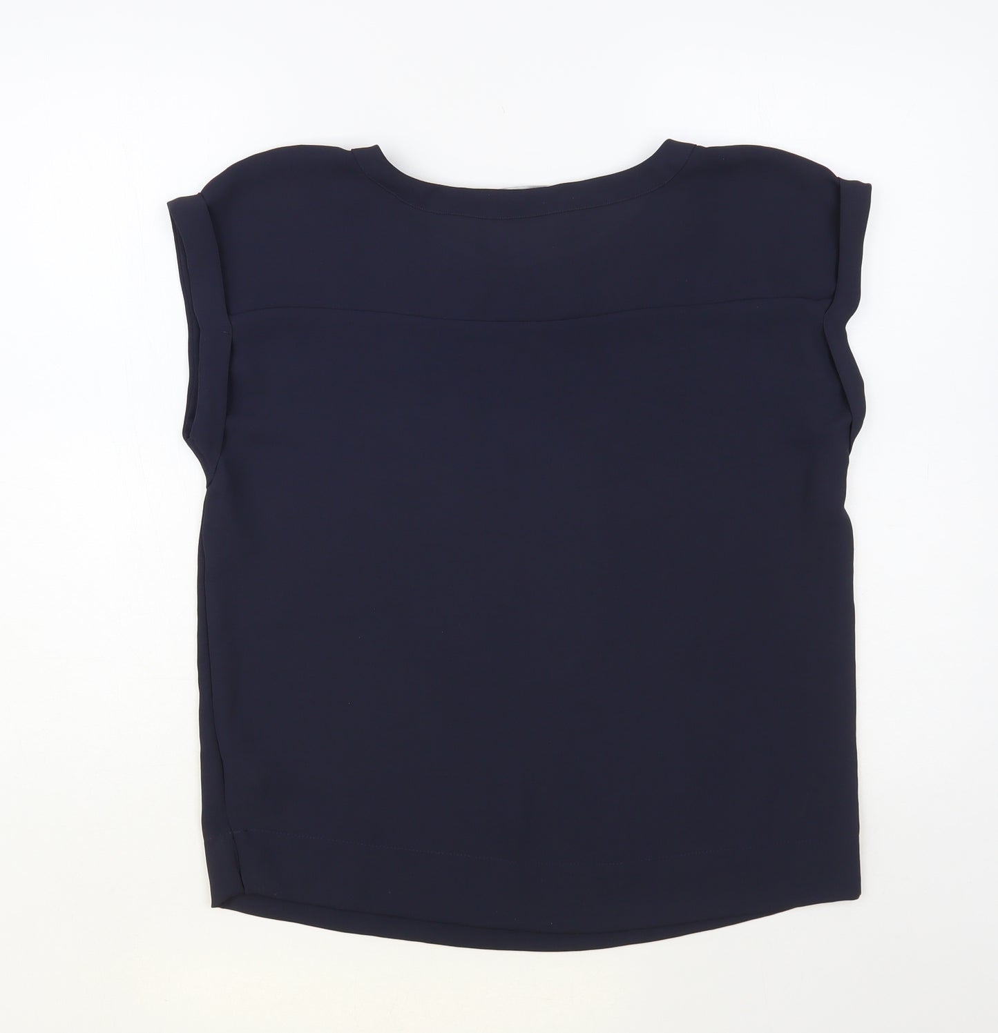 NEXT Womens Blue Polyester Basic Blouse Size 8 Round Neck - Embellished Neckline