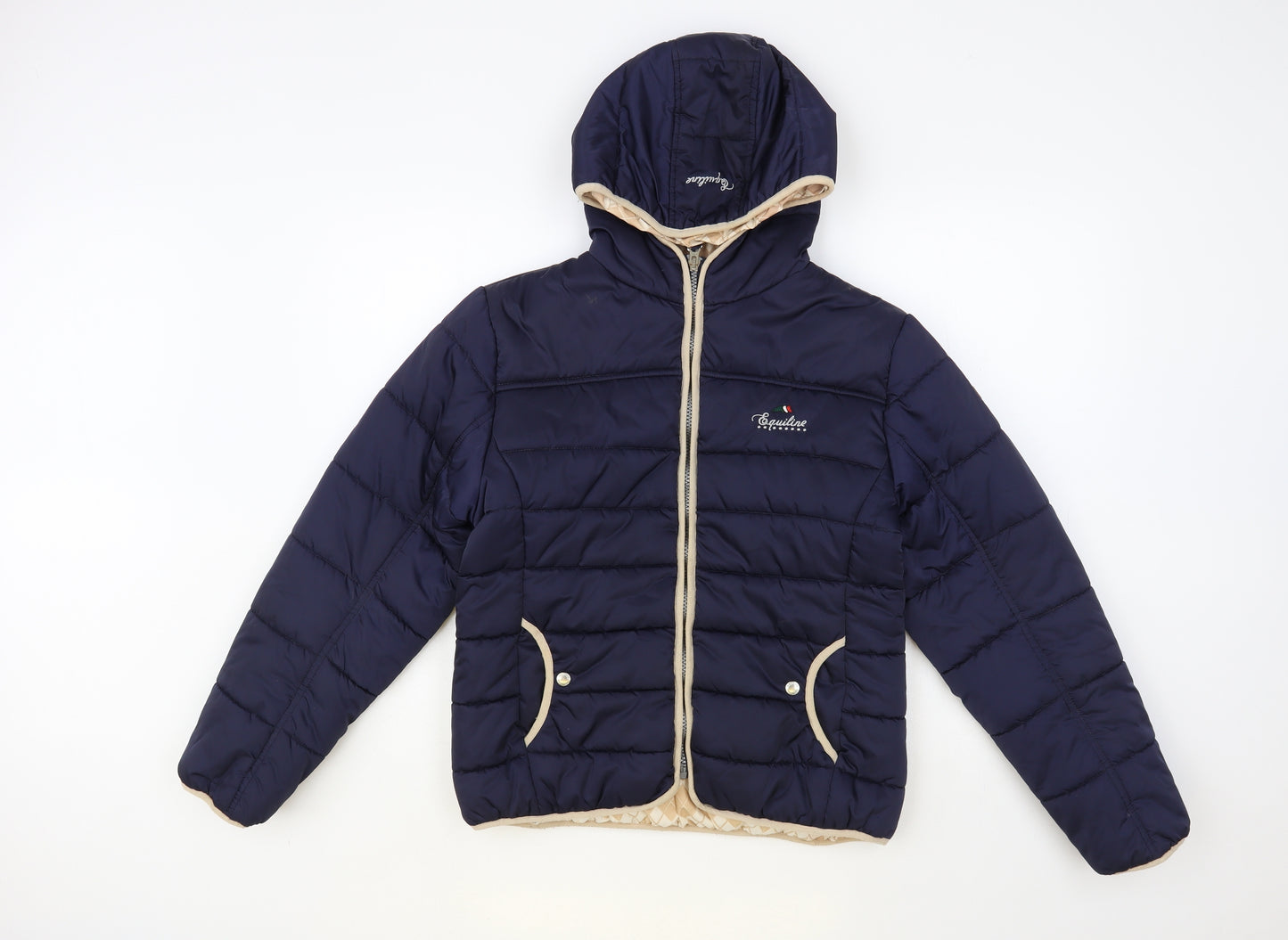 Equiline Girls Blue Quilted Jacket Size 14-15 Years Zip