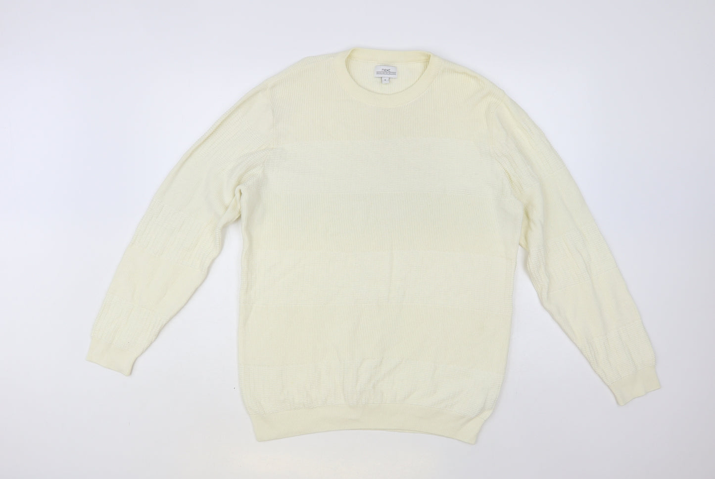 NEXT Mens Ivory Crew Neck Cotton Pullover Jumper Size M