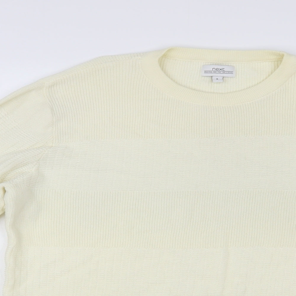 NEXT Mens Ivory Crew Neck Cotton Pullover Jumper Size M