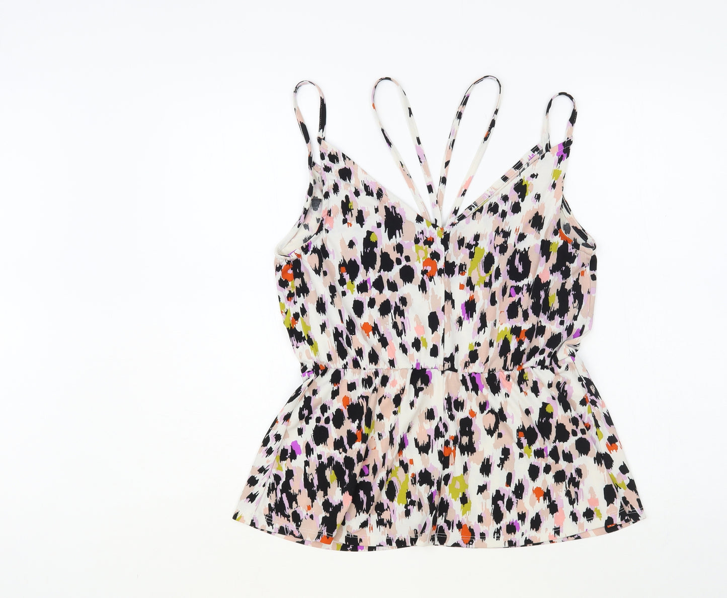 Very Womens Multicoloured Animal Print Polyester Basic Tank Size 12 V-Neck - Peplum