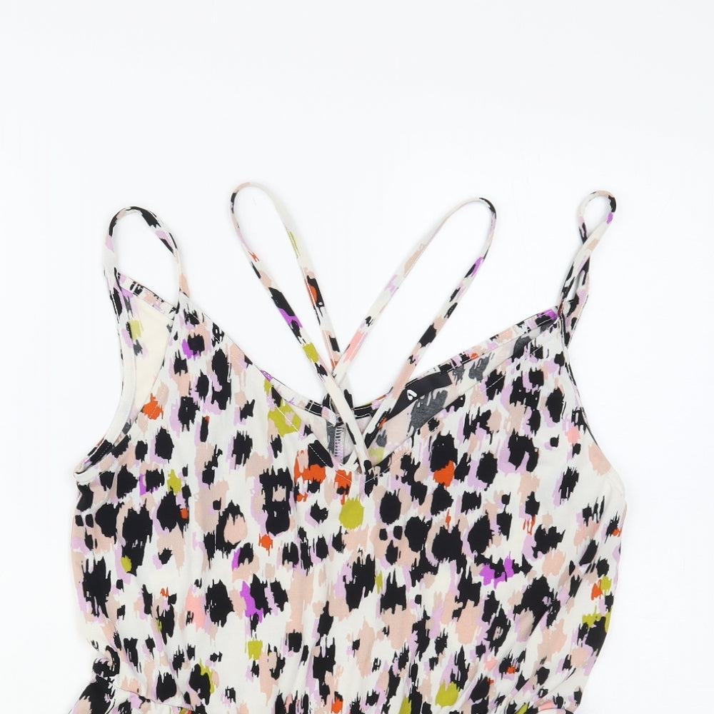 Very Womens Multicoloured Animal Print Polyester Basic Tank Size 12 V-Neck - Peplum