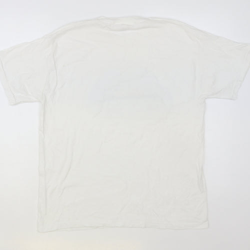 Fruit of the Loom Womens White Cotton Basic T-Shirt Size L Crew Neck - Lips