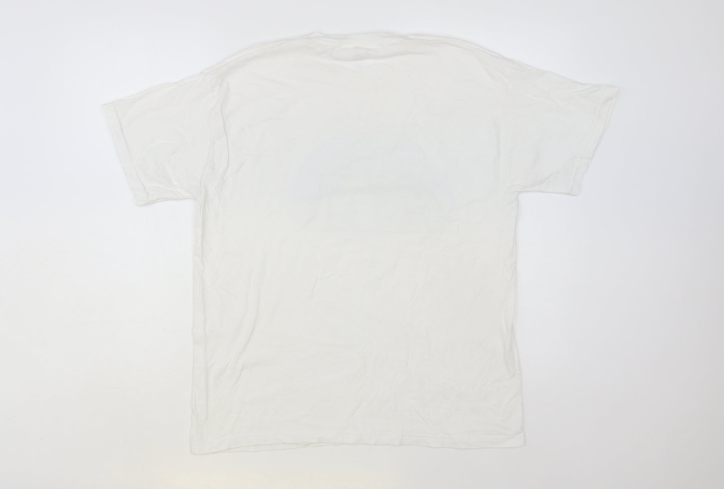 Fruit of the Loom Womens White Cotton Basic T-Shirt Size L Crew Neck - Lips