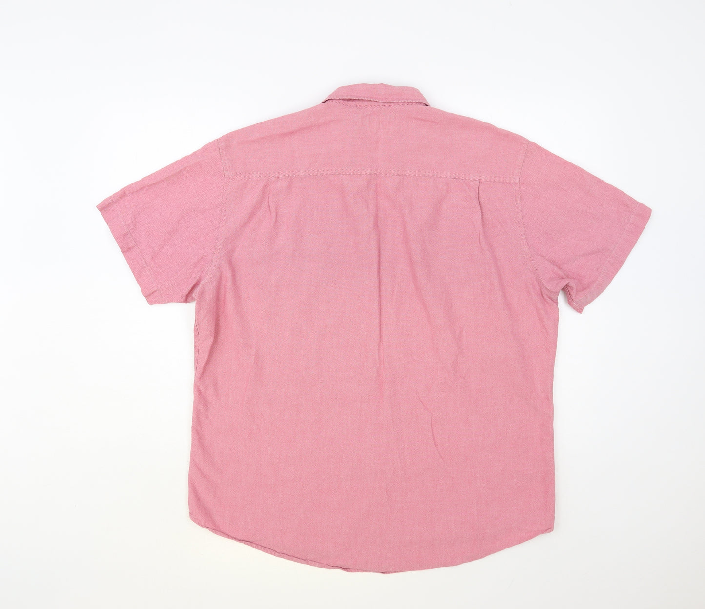 Lincoln Mens Pink Cotton Button-Up Size L Collared Button