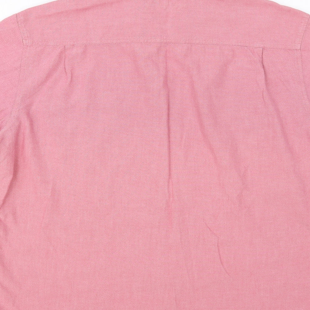 Lincoln Mens Pink Cotton Button-Up Size L Collared Button