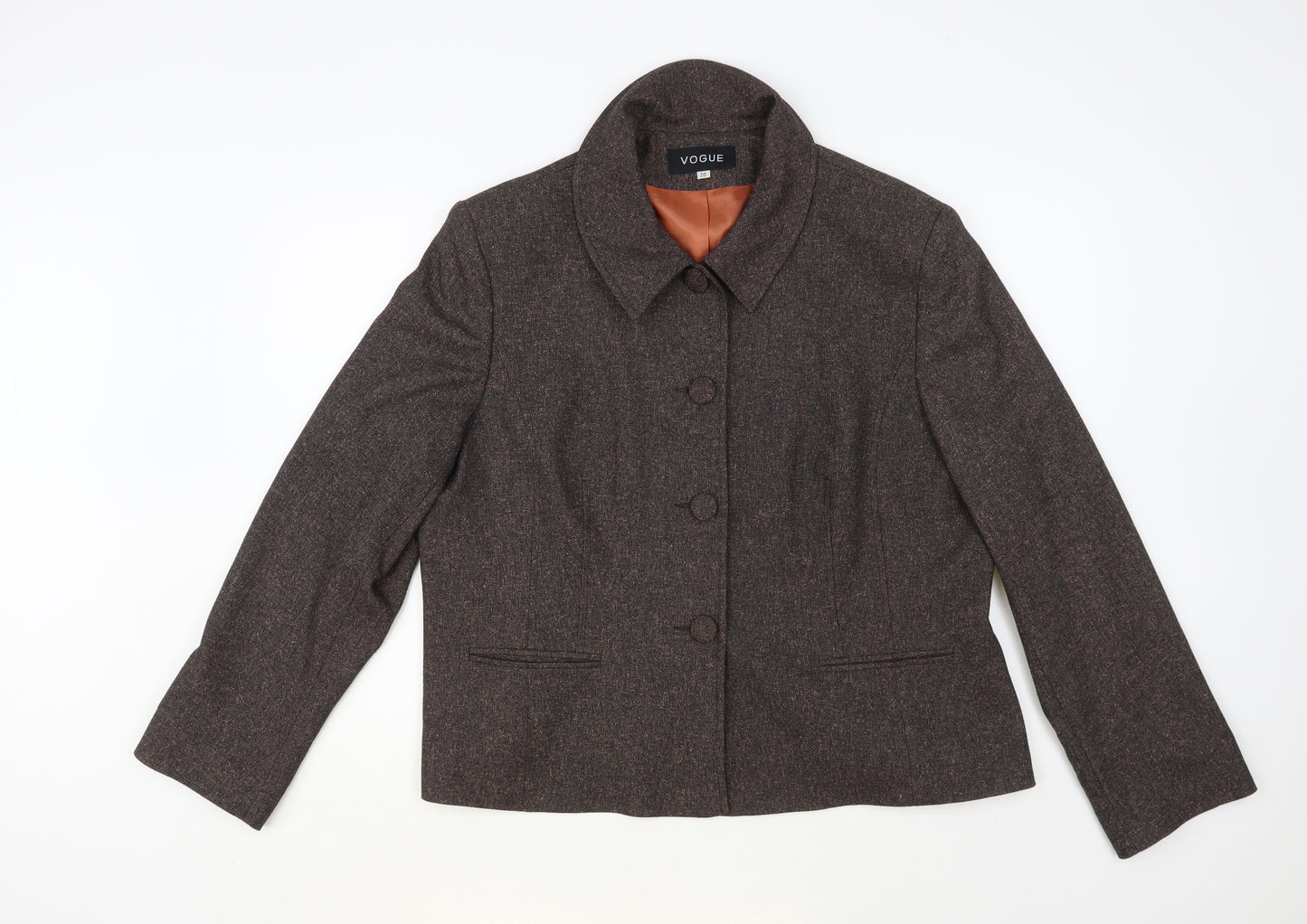 Vogue Womens Brown Jacket Blazer Size 20 Button