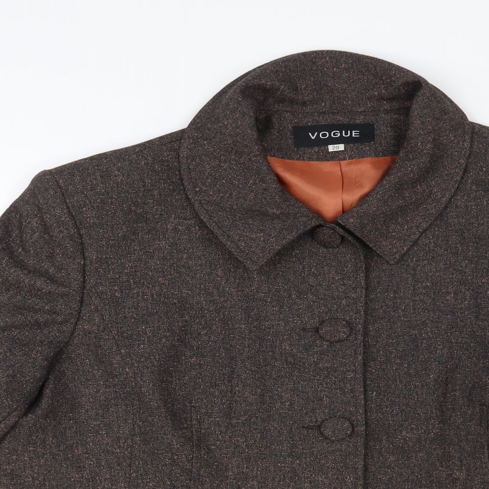 Vogue Womens Brown Jacket Blazer Size 20 Button