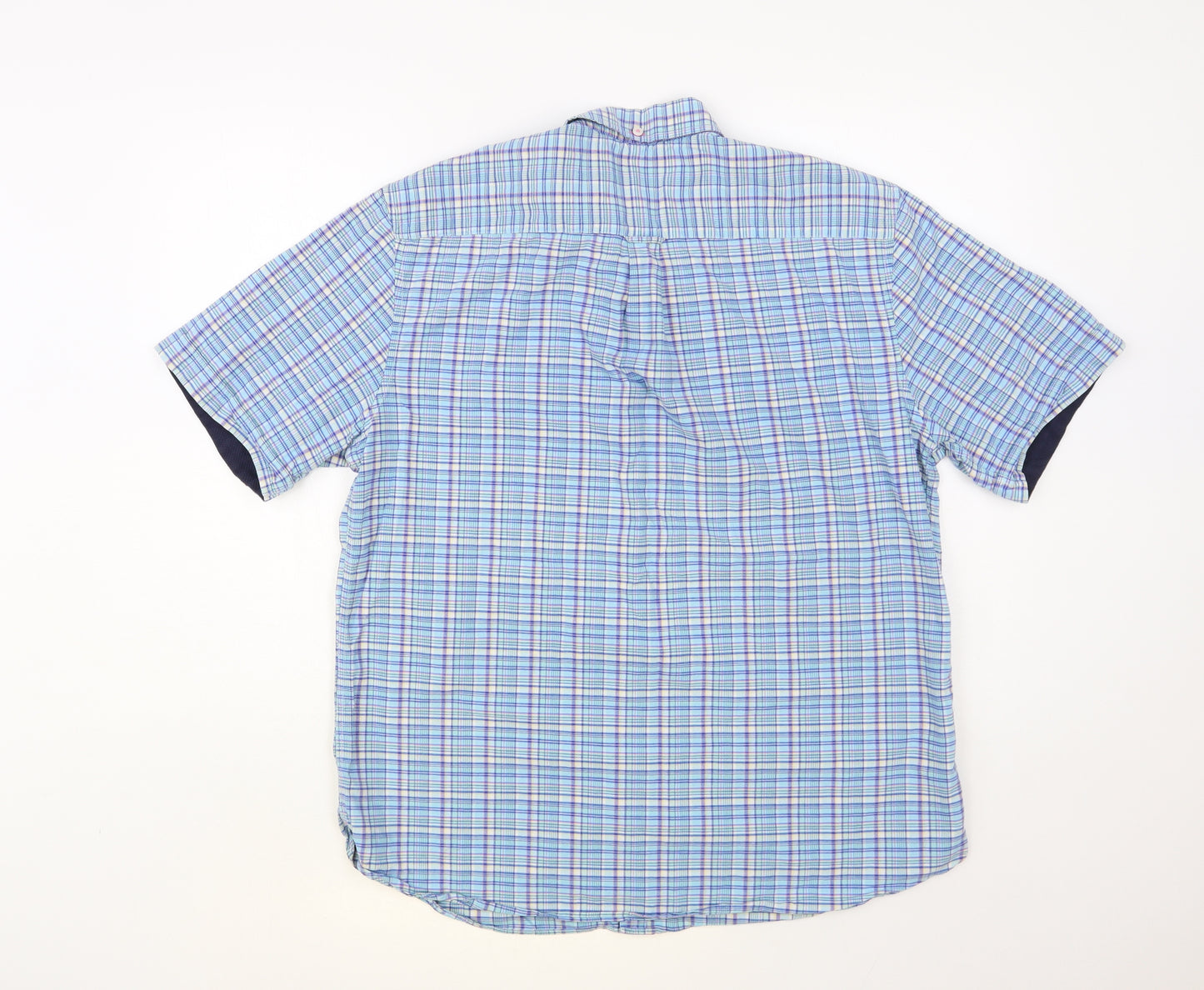 Blue Harbour Mens Blue Plaid Cotton Button-Up Size L Collared Button