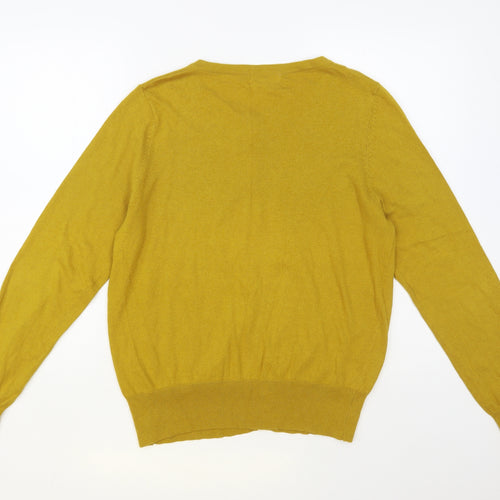 NEXT Womens Yellow Round Neck Cotton Cardigan Jumper Size 16