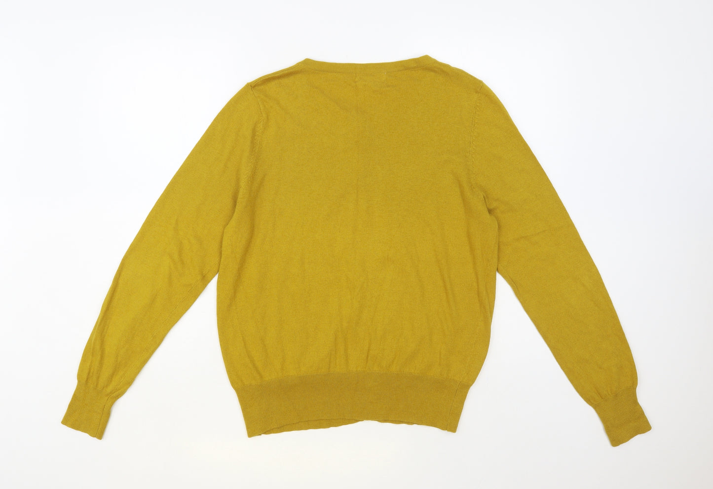 NEXT Womens Yellow Round Neck Cotton Cardigan Jumper Size 16