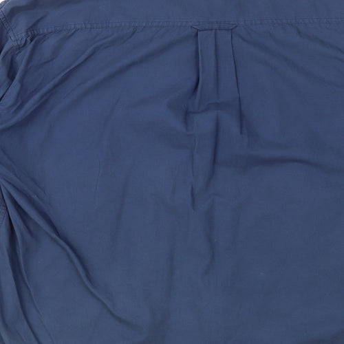 Trademark Mens Blue Cotton Button-Up Size L Collared Button