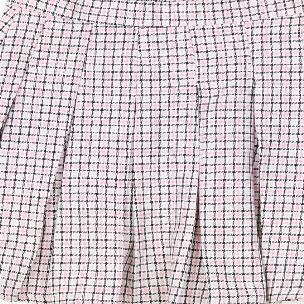 Candy Couture Girls Pink Plaid Polyester Pleated Skirt Size 14 Years Regular Zip