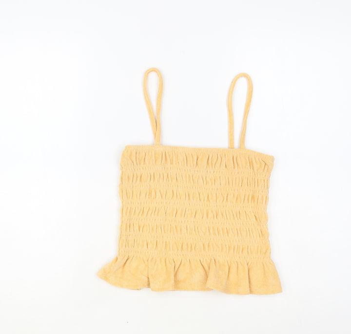 H&M Womens Orange Cotton Camisole Tank Size S Square Neck