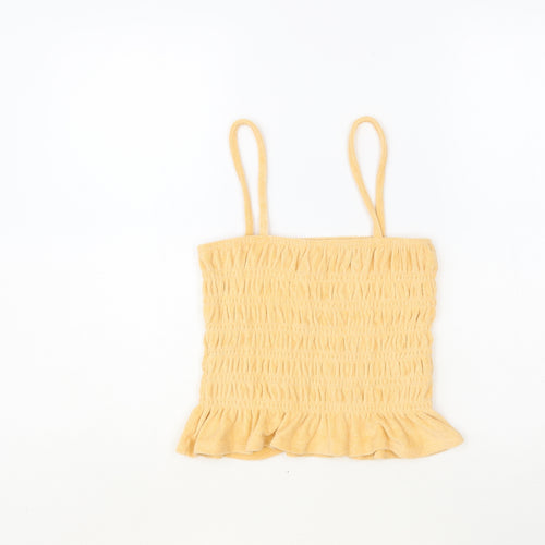 H&M Womens Orange Cotton Camisole Tank Size S Square Neck