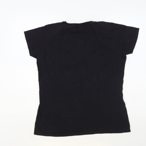 Fruit of the Loom Womens Black Cotton Basic T-Shirt Size L Crew Neck - Westlife