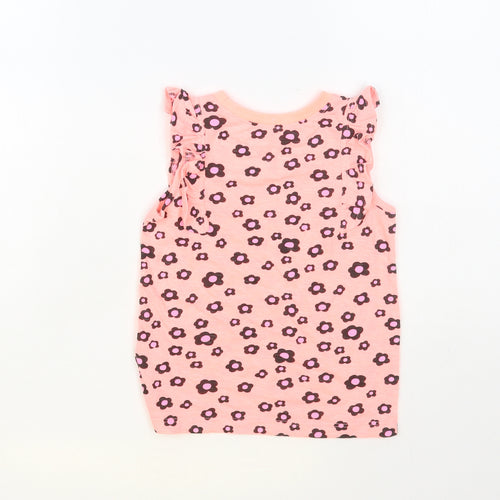 Dunnes Stores Girls Pink Floral Cotton Pullover Tank Size 3-4 Years Crew Neck Pullover