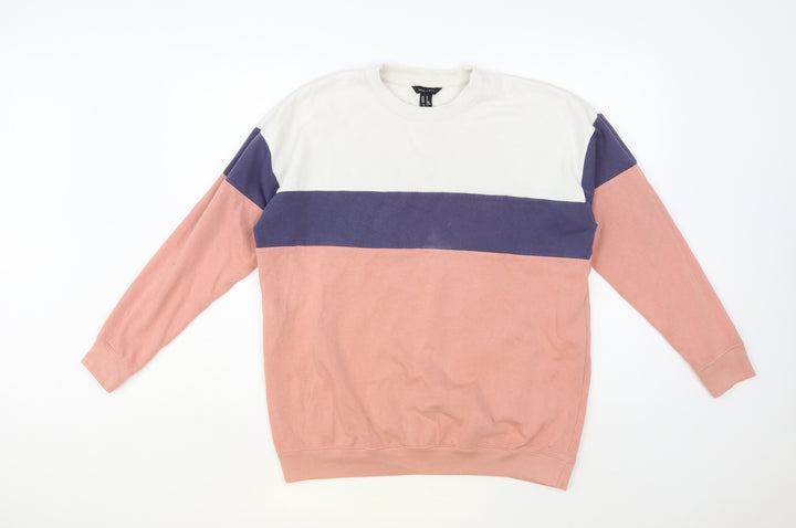 New Look Womens Multicoloured Colourblock Cotton Pullover Sweatshirt Size S Pullover
