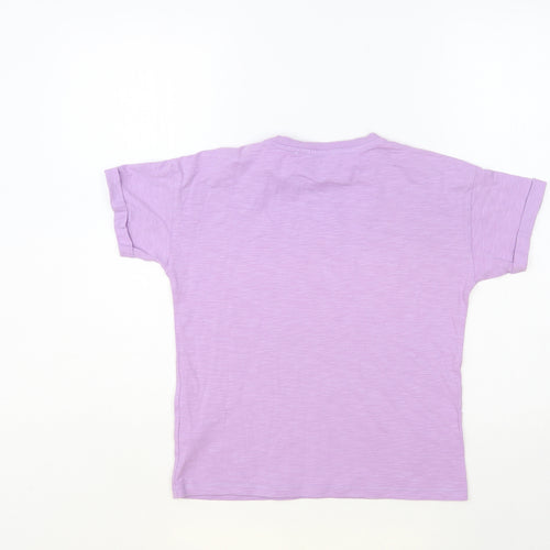 Marks and Spencer Girls Purple Cotton Pullover T-Shirt Size 9-10 Years Crew Neck Pullover - Busy Blogging