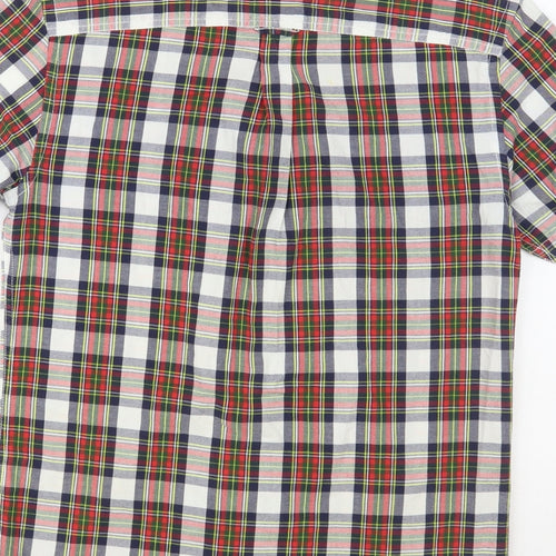 River Island Mens Multicoloured Plaid Cotton Button-Up Size S Round Neck Button