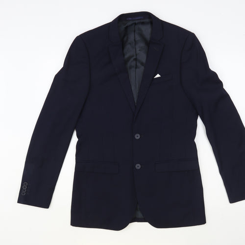 Preworn Mens Blue Polyester Jacket Blazer Size 36