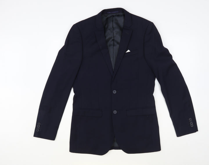 Preworn Mens Blue Polyester Jacket Blazer Size 36