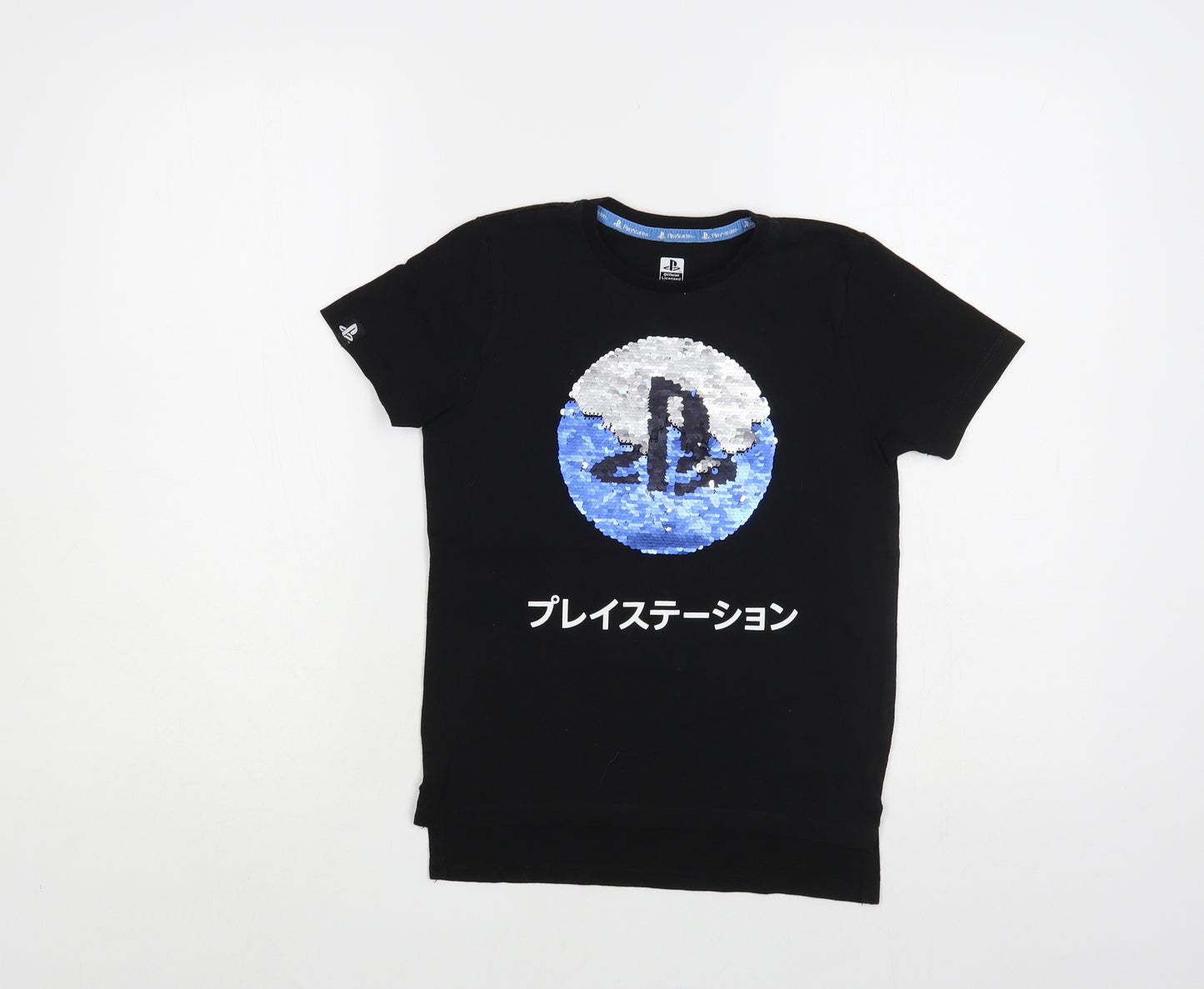 Primark Girls Black Cotton Pullover T-Shirt Size 8-9 Years Crew Neck Pullover - PlayStation