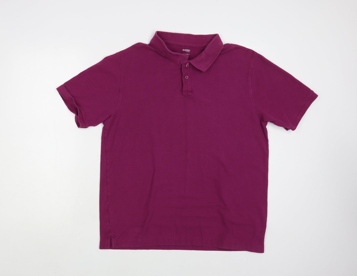 Dunnes Stores Mens Purple Cotton Polo Size L Collared Button