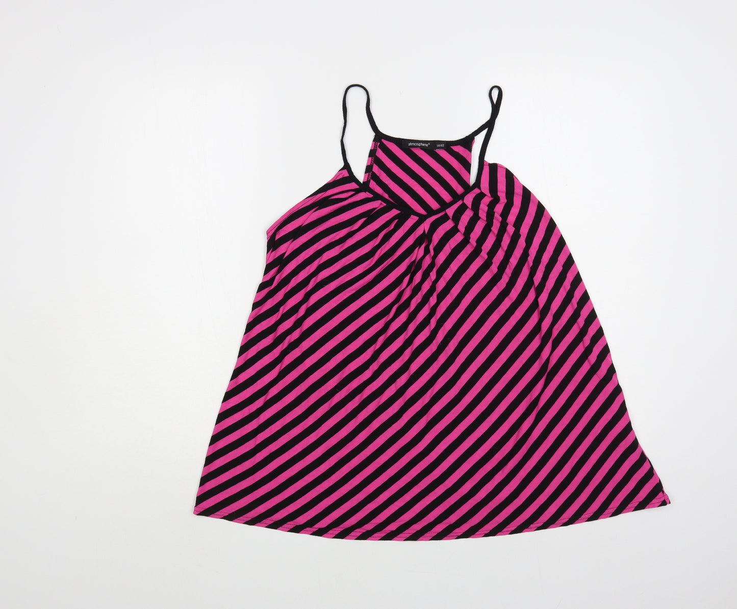 Atmosphere Womens Pink Striped Viscose Camisole Tank Size 14 V-Neck