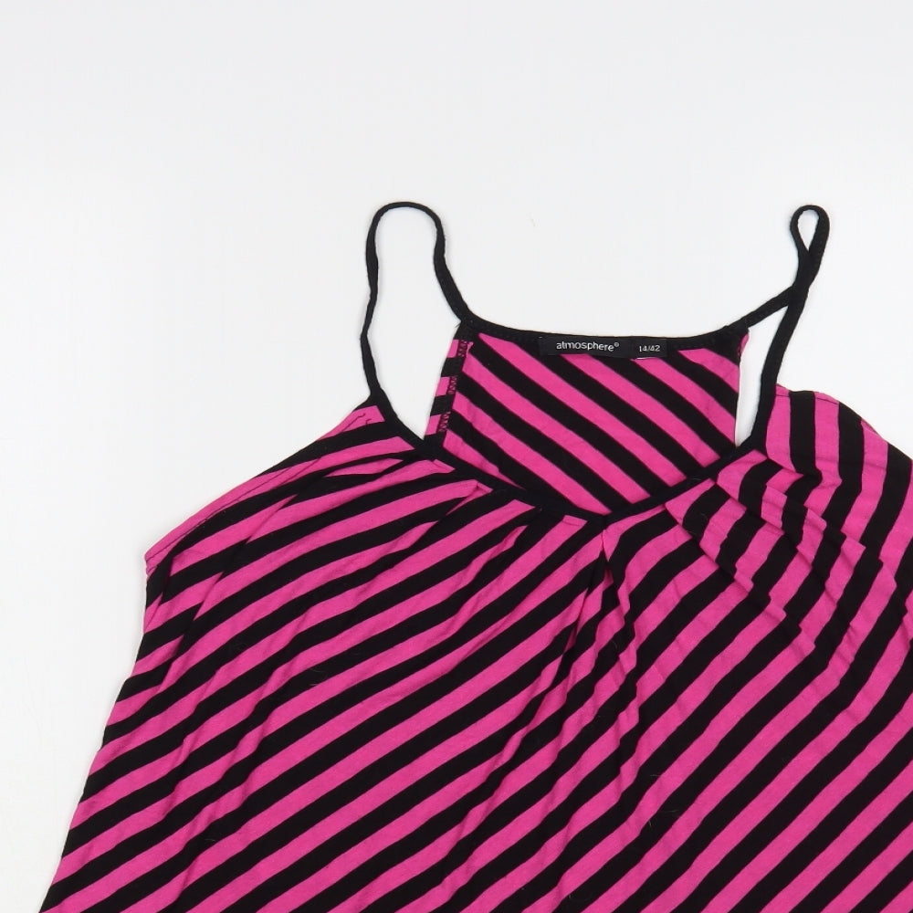 Atmosphere Womens Pink Striped Viscose Camisole Tank Size 14 V-Neck