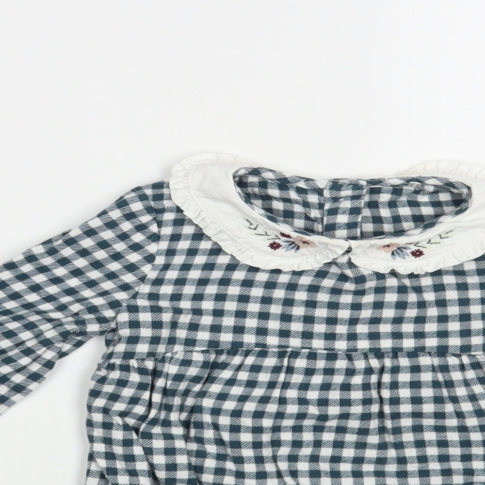 TU Baby Green Check Cotton Babygrow One-Piece Size 18-24 Months Snap
