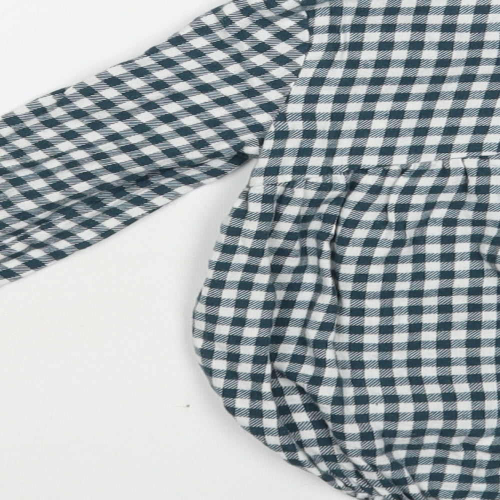 TU Baby Green Check Cotton Babygrow One-Piece Size 18-24 Months Snap