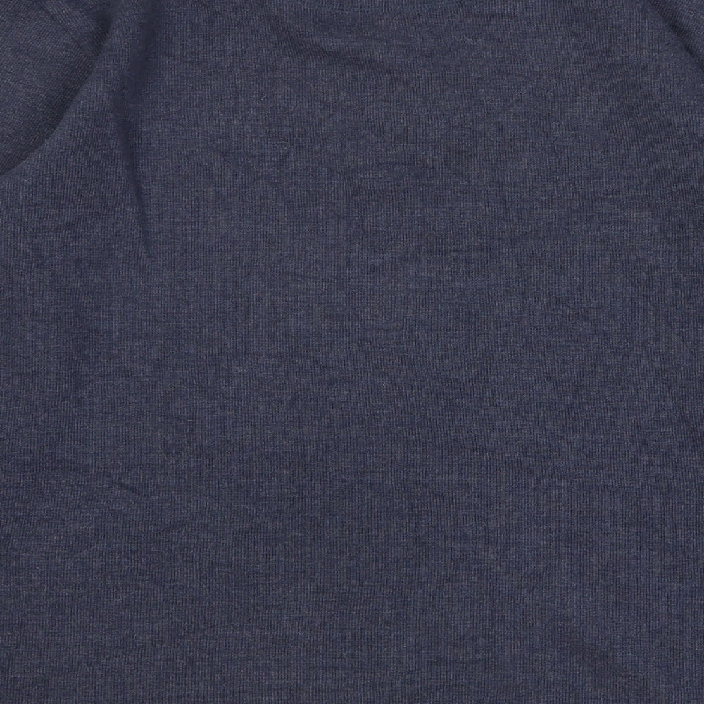 Easy Mens Blue Cotton T-Shirt Size L Henley