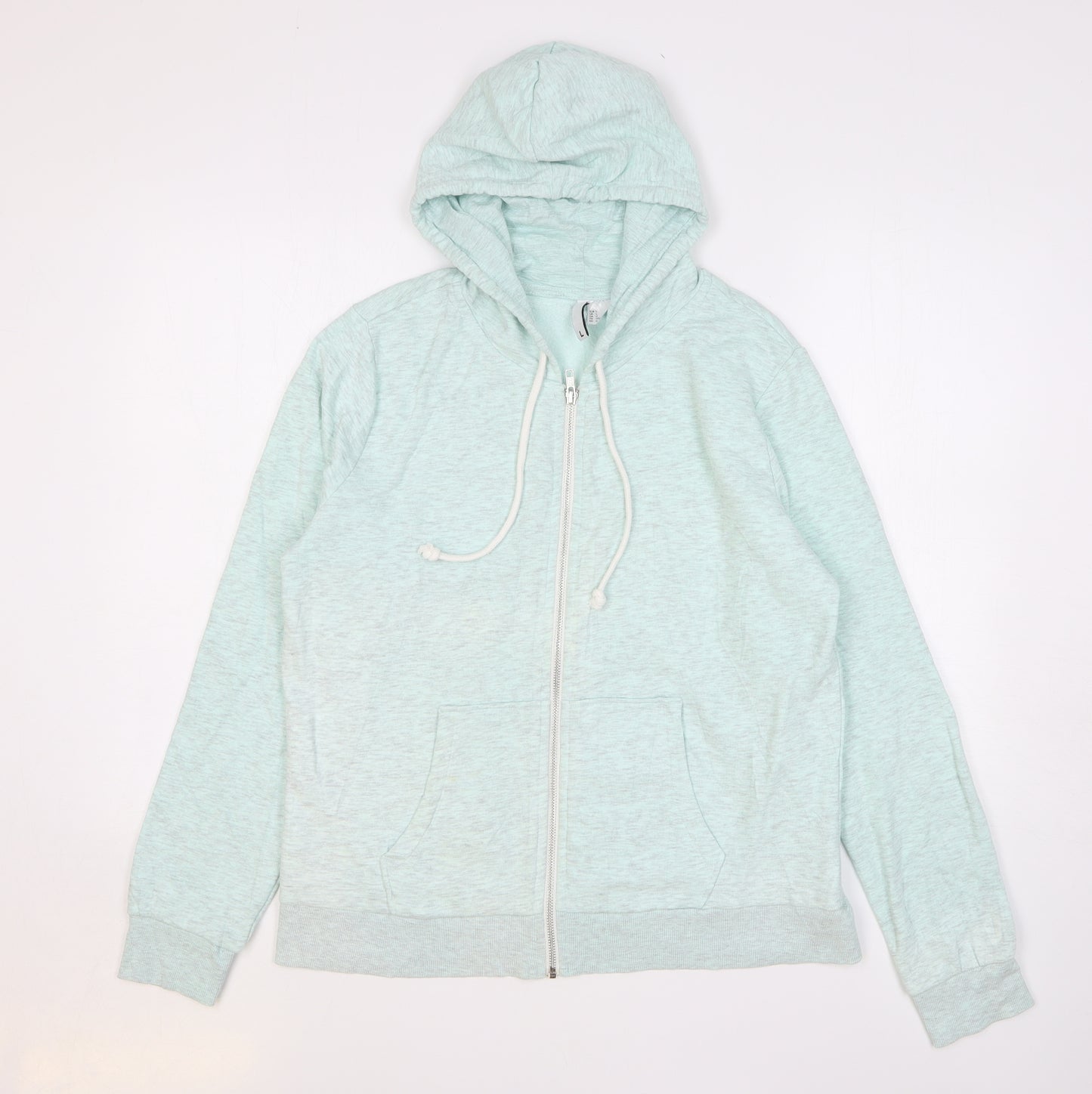 H&M Womens Green Cotton Full Zip Hoodie Size L Zip