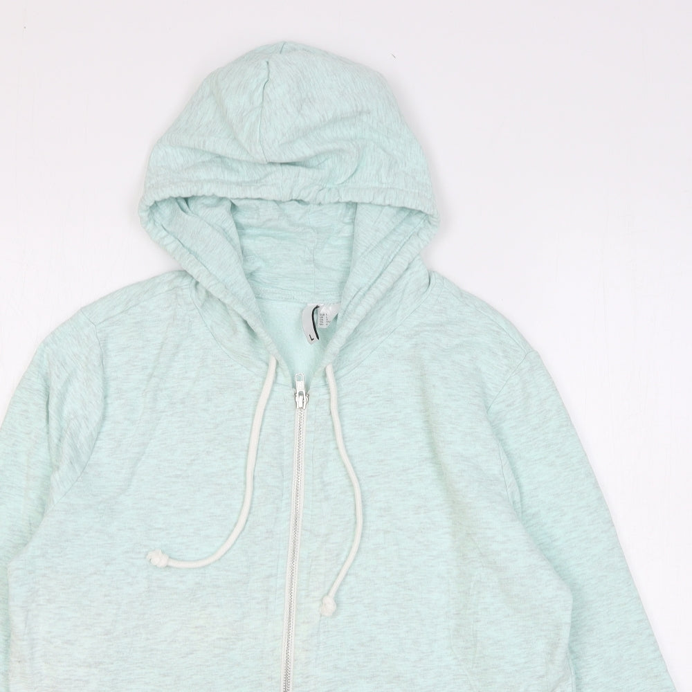H&M Womens Green Cotton Full Zip Hoodie Size L Zip
