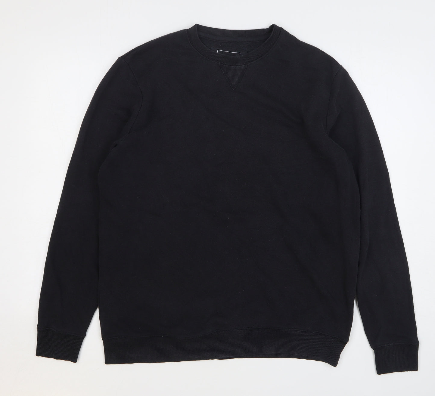 Pull&Bear Mens Black Cotton Pullover Sweatshirt Size L