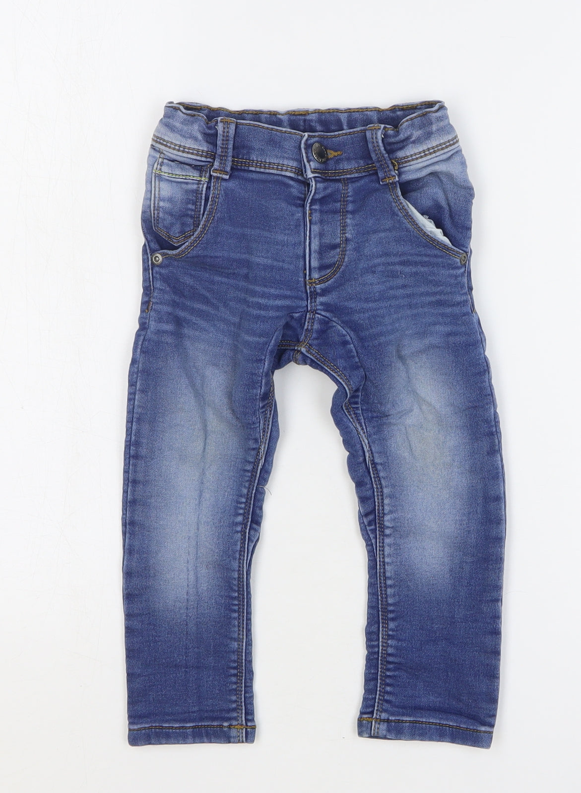 Mini Club Boys Blue Cotton Capri Jeans Size 18-24 Months Button