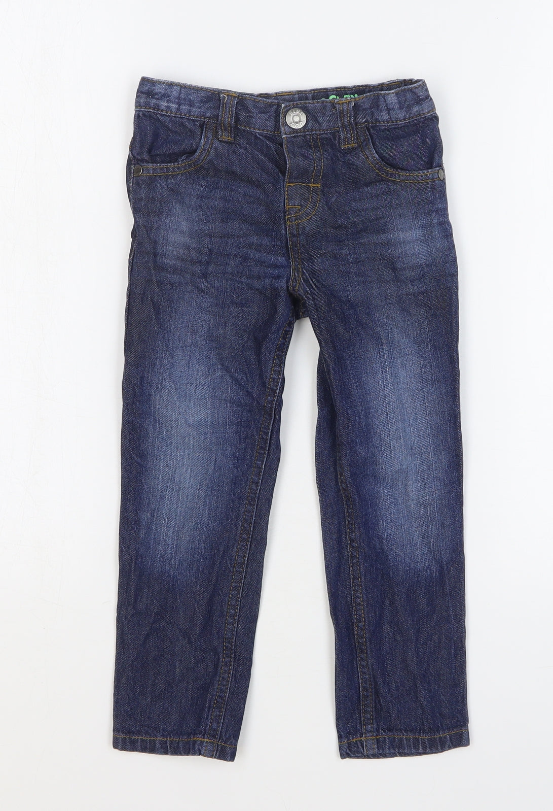 Blue Zoo Boys Blue Cotton Skinny Jeans Size 3-4 Years Regular Snap