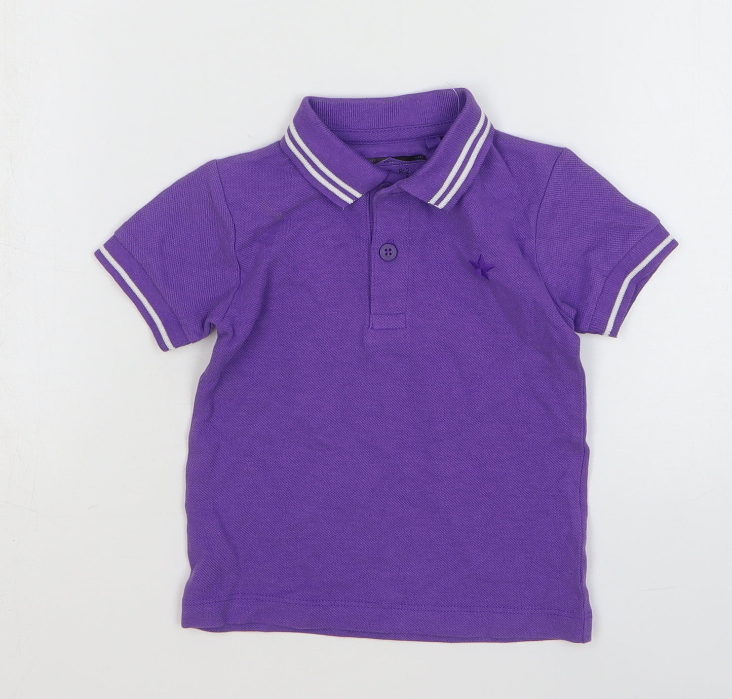 NEXT Boys Purple Cotton Basic Polo Size 9-12 Months Collared Button