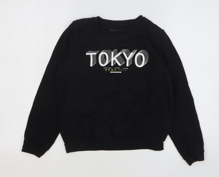 Primark Boys Black Cotton Pullover Sweatshirt Size 10-11 Years Pullover - Tokyo