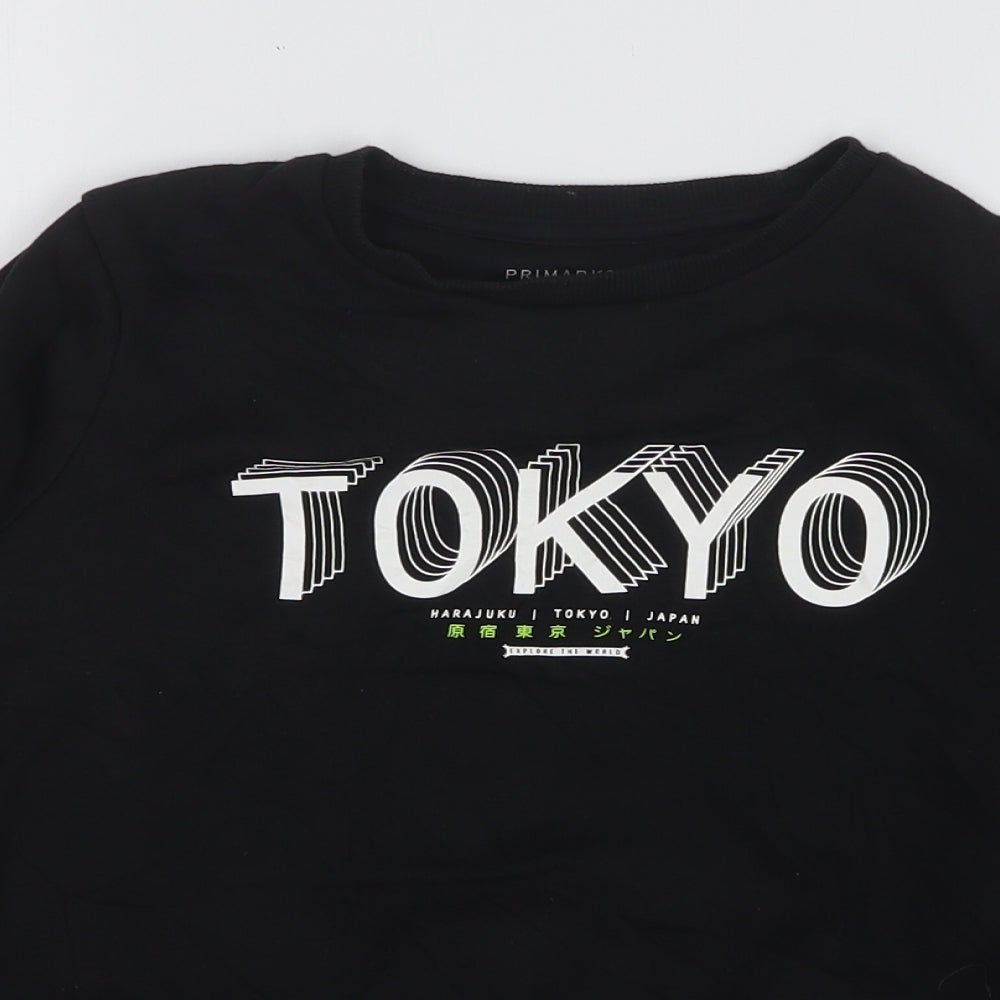 Primark Boys Black Cotton Pullover Sweatshirt Size 10-11 Years Pullover - Tokyo