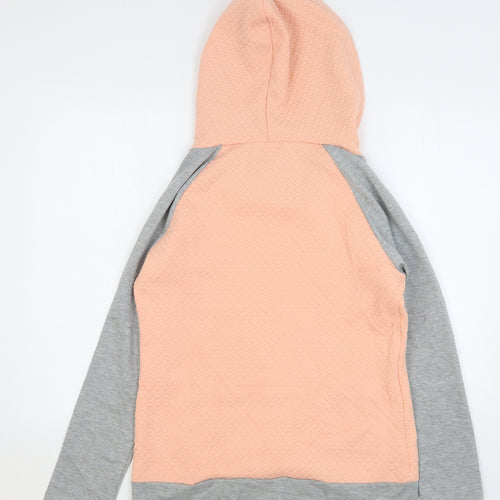 Yidaton Womens Pink Colourblock Cotton Pullover Hoodie Size S Zip