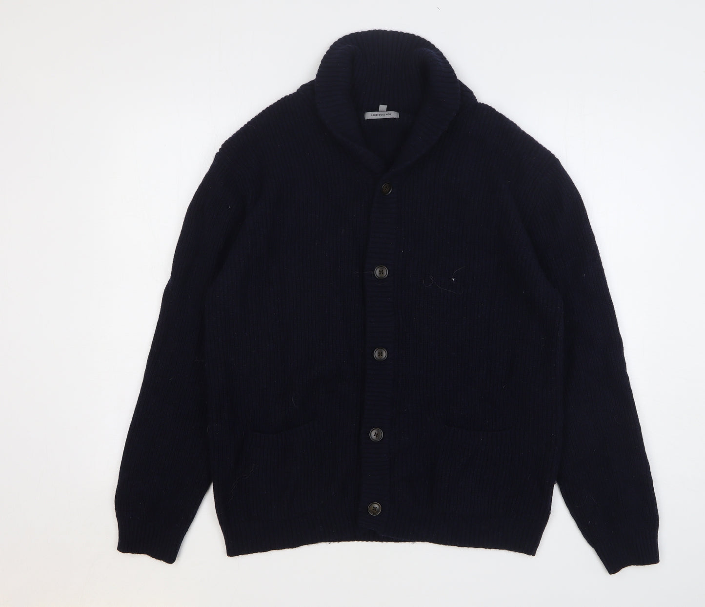 Marks and Spencer Mens Blue V-Neck Wool Cardigan Jumper Size M