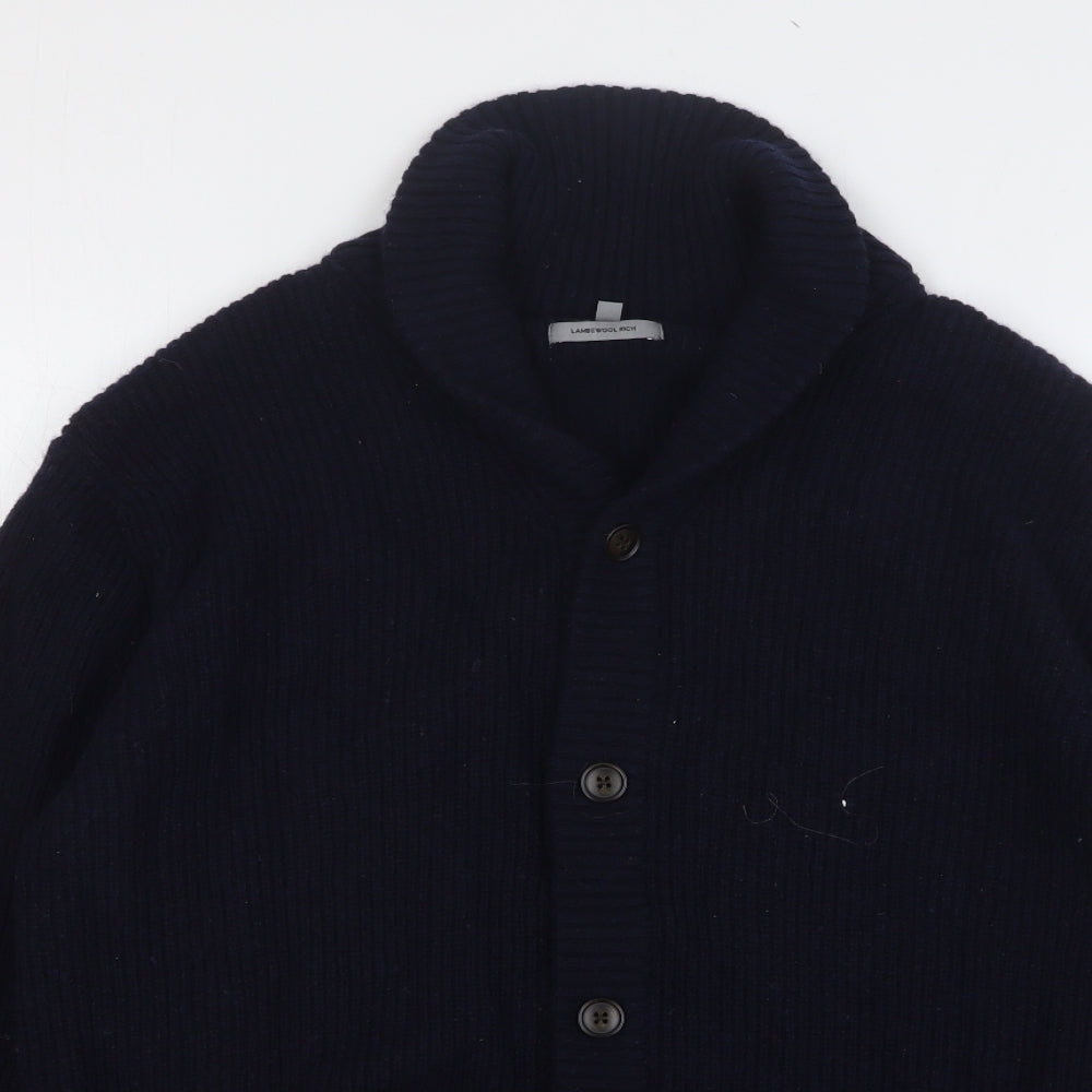 Marks and Spencer Mens Blue V-Neck Wool Cardigan Jumper Size M