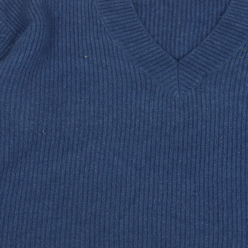 Zara Womens Blue V-Neck Polyester Pullover Jumper Size L