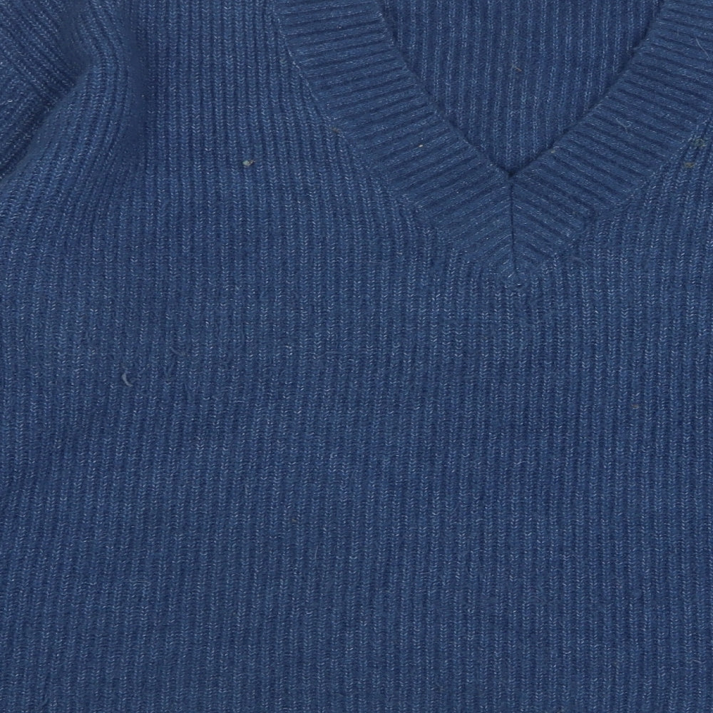 Zara Womens Blue V-Neck Polyester Pullover Jumper Size L