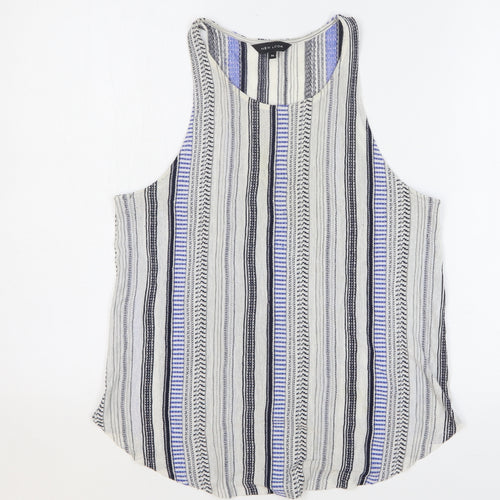 New Look Womens Multicoloured Striped Polyester Basic Tank Size 14 Round Neck