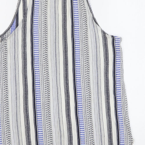 New Look Womens Multicoloured Striped Polyester Basic Tank Size 14 Round Neck