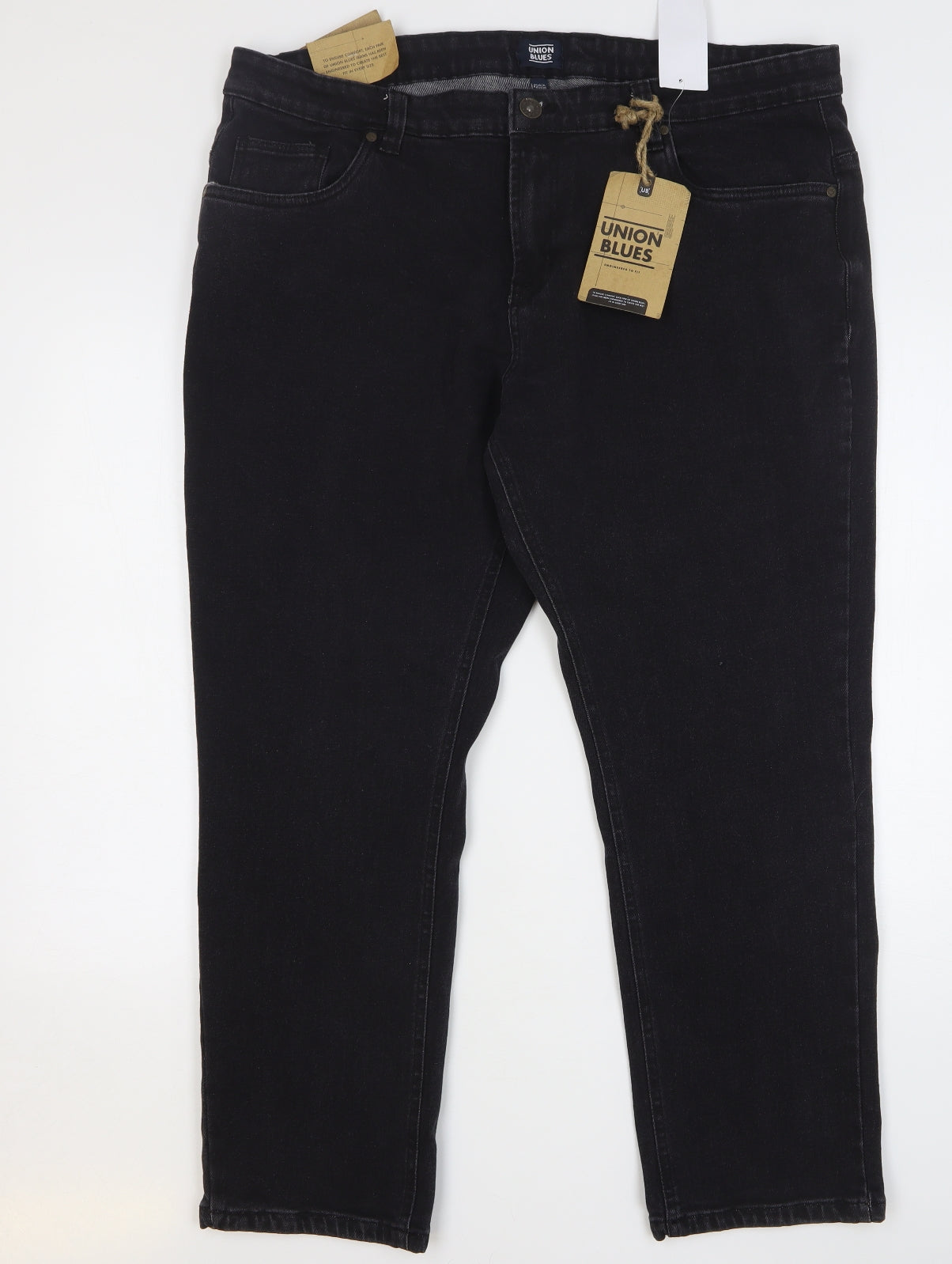 Union Blues Mens Black Cotton Straight Jeans Size 42 in L29 in Regular Button