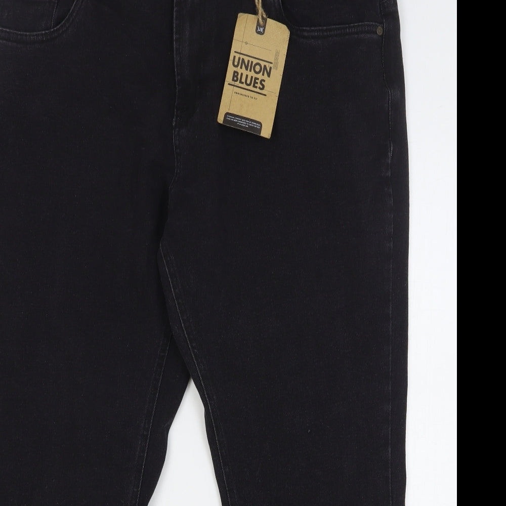 Union Blues Mens Black Cotton Straight Jeans Size 42 in L29 in Regular Button